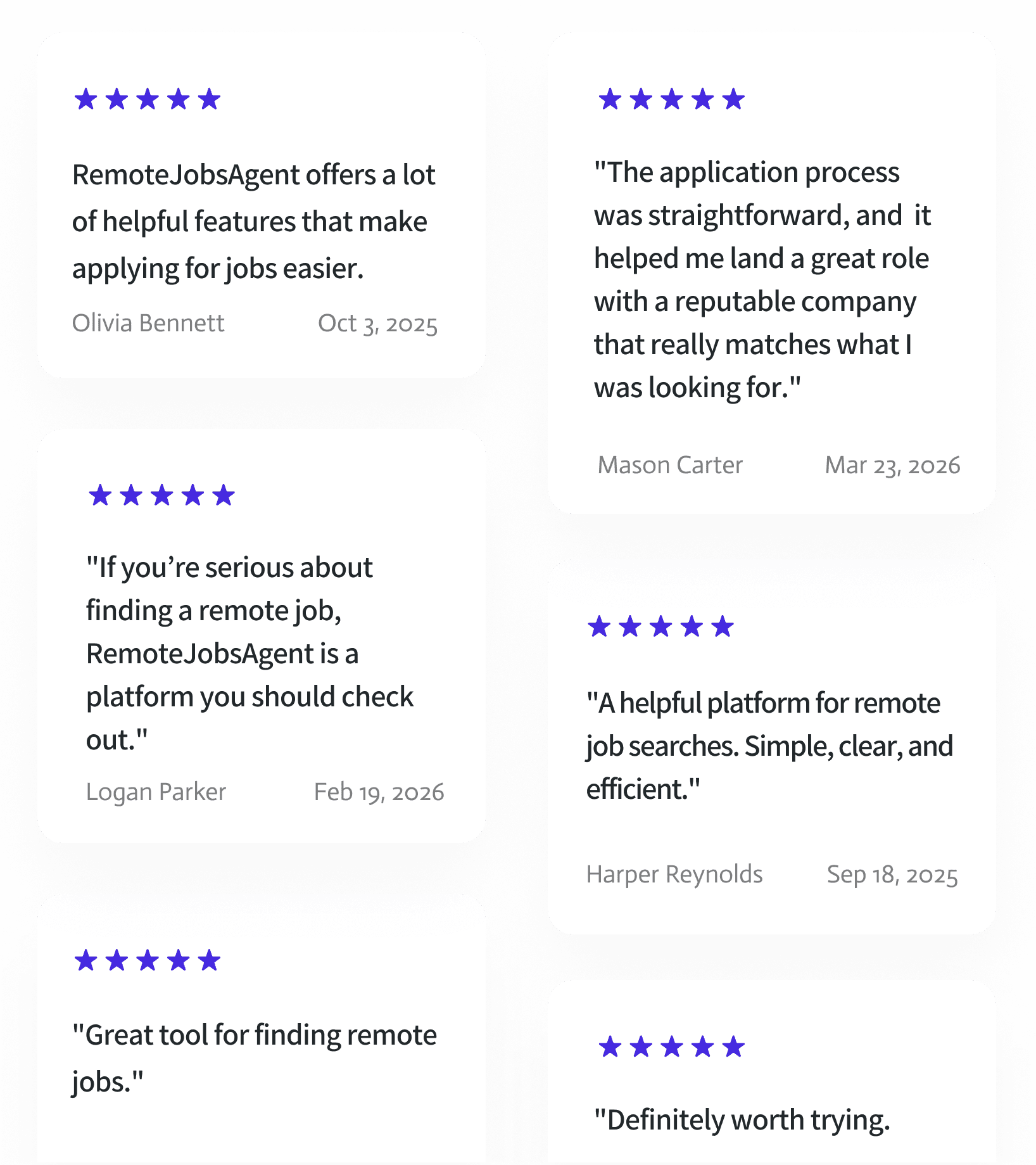 Reviews from professionals landing remote jobs with RemoteJobsAgent